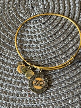 Greek Letter XO Gold Charm Bangle Bracelet chi omega Alex and ani
